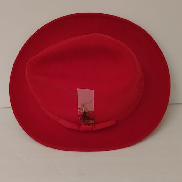 MEN'S MONTIQUE RED LIGHT FELT 2 1/2" WIDE BRIM PINCH FEDORA HAT. H60 - Picture 6 of 8